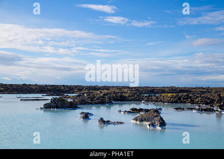 Wastewater from the geothermal power plant in Iceland Stock Photo