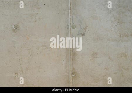 Grungy texture of old gray concrete wall with four circles and line for background. Exposed concrete. Stock Photo
