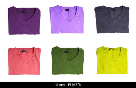 Six t-shirts of different colors Stock Photo
