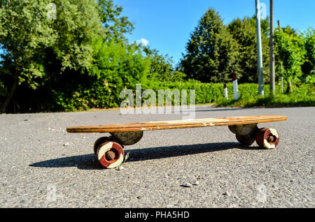 Wooden 70's skate board skateboard Stock Photo