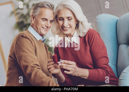 Happy people celebrating their anniversary Stock Photo