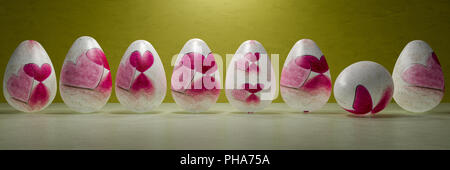 Easter eggs with heart motif Stock Photo