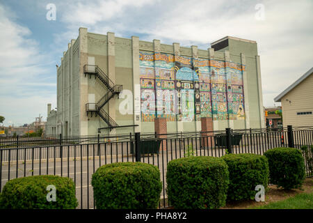 'Song of the Passaic' mural overlooking Newark Riverfront Park in Newark, NJ on Saturday, August 25, 2018.  (Â© Richard B. Levine) Stock Photo