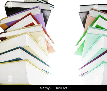 Stack of hardcover books isolated on white Stock Photo