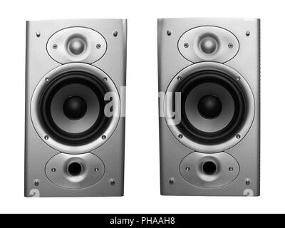 pair of stereo speakers isolated on white background Stock Photo