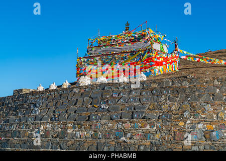 Prayer flags on the hill Stock Photo