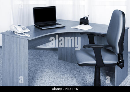 laptop on desk Stock Photo