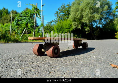 Wooden 70's skate board skateboard Stock Photo