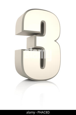 3D rendering concrete number 3 three. 3D render Illustration Stock