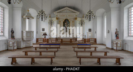 Interior of the historic Fortress of Louisbourg Chapel at the Fortress of Louisbourg National Historic Site of Canada in Louisbourg, Nova Scotia Stock Photo