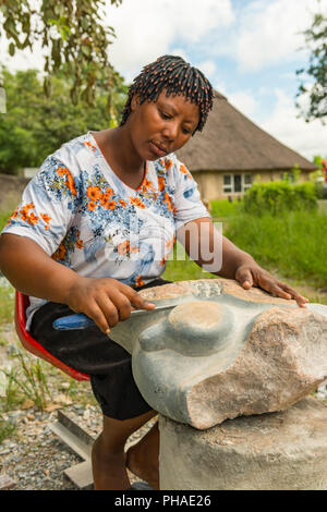 A stone sculpture artist in Harare Zimbabwe. Stock Photo