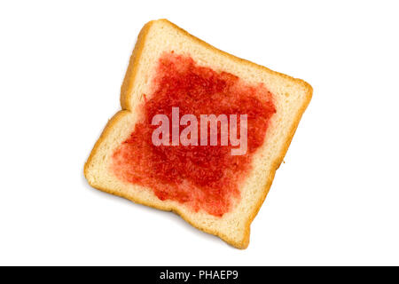 Top view of sliced bread and jam strawberry Stock Photo
