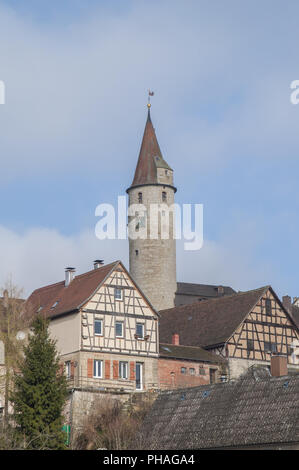 historic Tower Gate in Kirchberg/Jagst, Germany Stock Photo