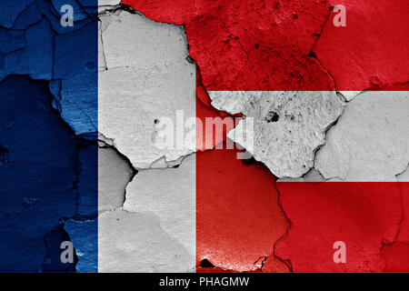 flags of France and Austria painted on cracked wall Stock Photo - Alamy