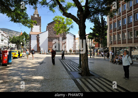 The Cathedral of Funchal in the old town. Madeira island, Portugal Stock Photo