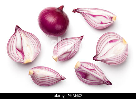 Red Onions Isolated on White Background Stock Photo