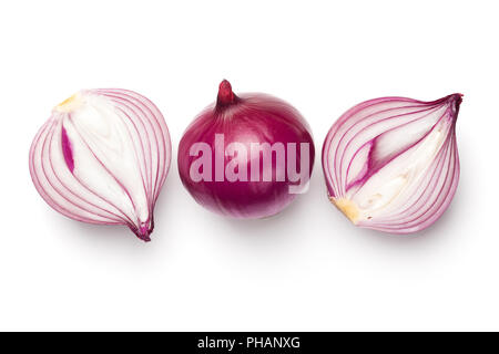 Red Sliced Onions Isolated on White Background Stock Photo
