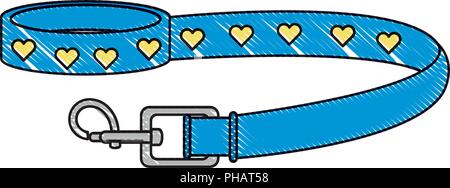 pet collar and leash over white background, vector illustration Stock Vector