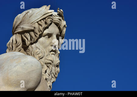 Greek or Roman God. Marble head of River Ganges statue from baroque Fountain of Four River, erected in the 17th century in the historic center of Rome Stock Photo