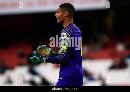 London, UK. 31st August 2018. Brandon Austin, the goalkeeper of Tottenham in action. PL2 match,  Arsenal U23's v Tottenham Hotspur U23's at the Emirates Stadium in London on Friday 31st August  2018.  this image may only be used for Editorial purposes. Editorial use only, license required for commercial use. No use in betting, games or a single club/league/player publications. pic by Steffan Bowen/Andrew Orchard sports photography/Alamy Live news Stock Photo