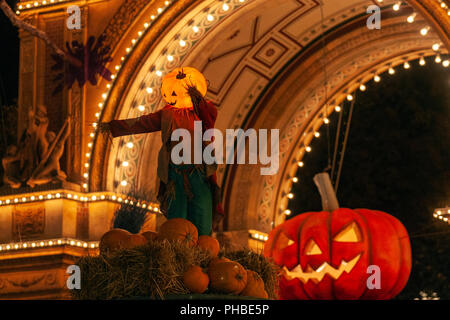 Jack-o'-lantern Halloween in Tivoli Gardens amusement park and pleasure garden, Copenhagen, Denmark Stock Photo