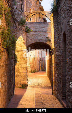 Dawn view of streets in San Gimignano, UNESCO World Heritage Site, Tuscany, Italy, Europe Stock Photo