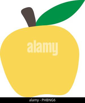 minimalistic design. children's drawing of fruits. yellow vector apple, simple logo illustration. Stock Vector