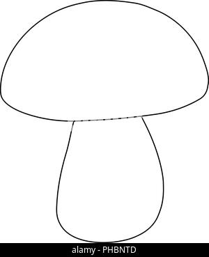 simple drawing for children. vector outline mushroom, for coloring. Stock Vector