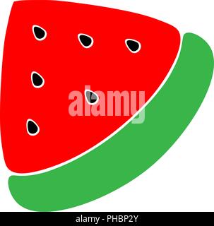 A simple illustration for children. cute piece of fruit for logo and design.vector red watermelon slice. Stock Vector