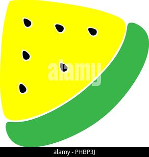 vector yellow watermelon slice. A simple illustration for children, cute piece of fruit for logo and design Stock Vector