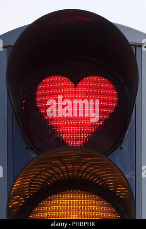 heart-shaped traffic light, Akureyri, Iceland, Europe Stock Photo