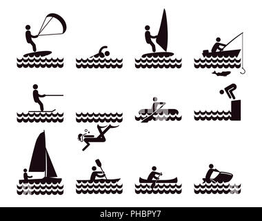 Water sports icons illustration Stock Photo