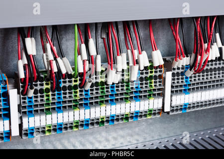 wires to the control panel Stock Photo