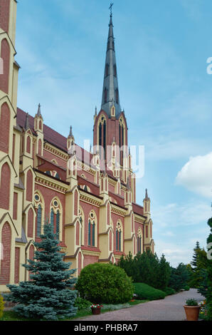 Catholic Church in Gothic  style in Gervyaty . Belarus Stock Photo