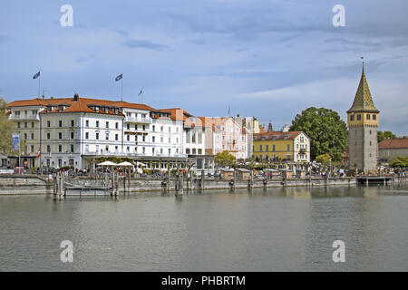 Lindauer port with Mangturm Stock Photo