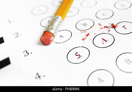 SAT multiple choice exam Stock Photo