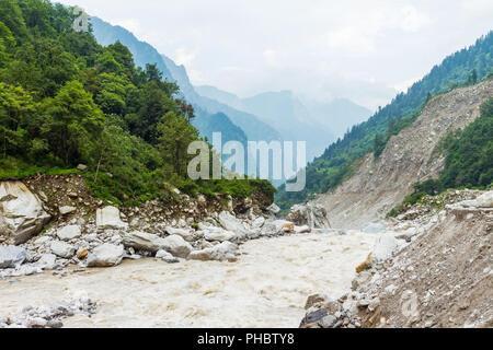 View of indian river and the mountain in the rain Stock Photo