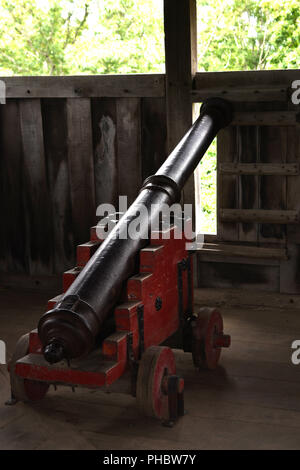 Canon protecting an old colonial village. Stock Photo