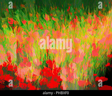 DIGITAL ART: Poppies in the Field Stock Photo
