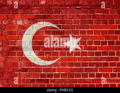 Turkey flag on a brick wall Stock Photo