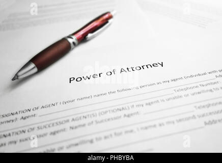 Power of Attorney paper Stock Photo
