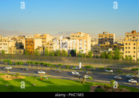 Tehran cityscape at sunset, Iran Stock Photo