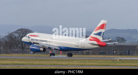 British Airways shuttle service from London Heathrow seen arriving at  Glasgow International Airport, Renfrewshire, Scotland - 25th January 2017 Stock Photo