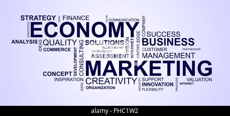 wordcloud for economy and marketing Stock Photo