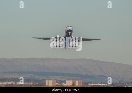 British Airways Boeing 767 shuttle service seen departing Glasgow International Airport, Renfrewshire, Scotland - 28th February 2016 Stock Photo