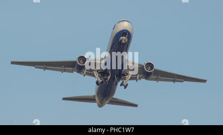 British Airways Boeing 767 shuttle service seen departing Glasgow International Airport, Renfrewshire, Scotland - 28th February 2016 Stock Photo