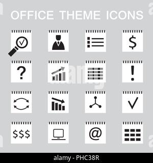 Set of 16 web icons for business, office theme Stock Vector
