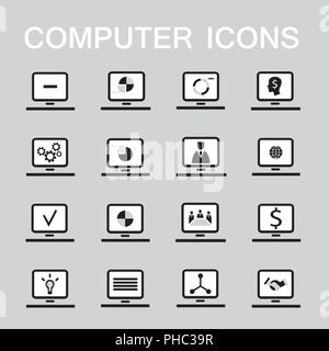 Set of 16 web icons for computer, electronics, business theme Stock Vector