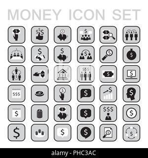 Set of 36 money related icons. Business, success, saving,earning money theme Stock Vector