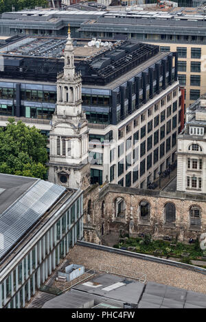 Christchurch Greyfriars Church, Cityscape from the gallery of St Paul's Cathedral, London, England, UK Stock Photo